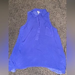 Royal blue splendid collared button-down sleeveless tank top